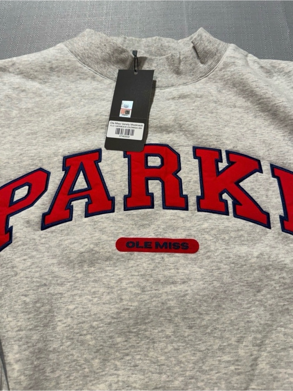 Parke Ole Miss Grey Crewneck Sweatshirt with Red Lettering - Picture 5 of 8